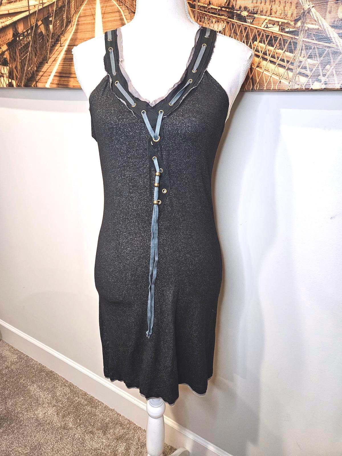 MurMur Sparkle Grunge Black Lace-Up Dress 545