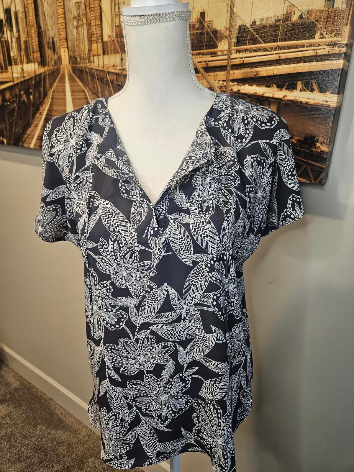 Loft Stylish Cornflower Blue Floral Print Top #162