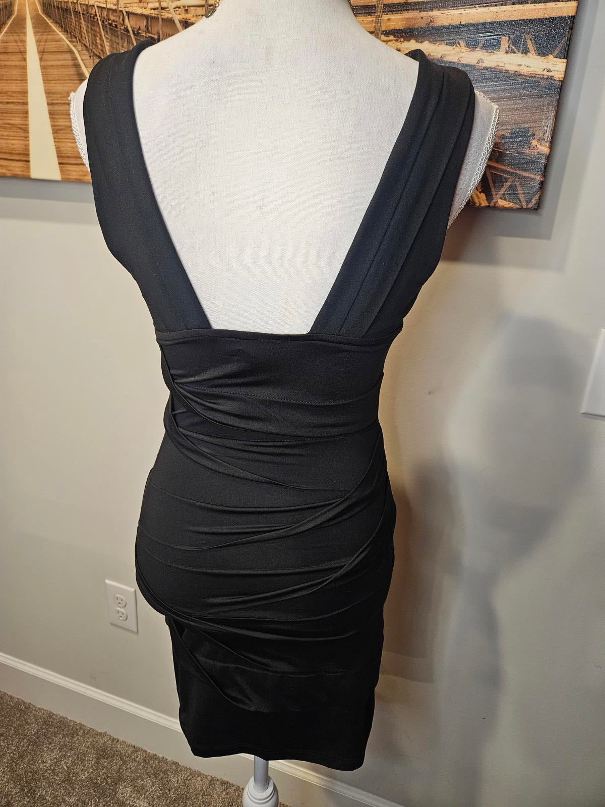 Nikibiki Black Ruched Bodycon Bandage Dress #H141