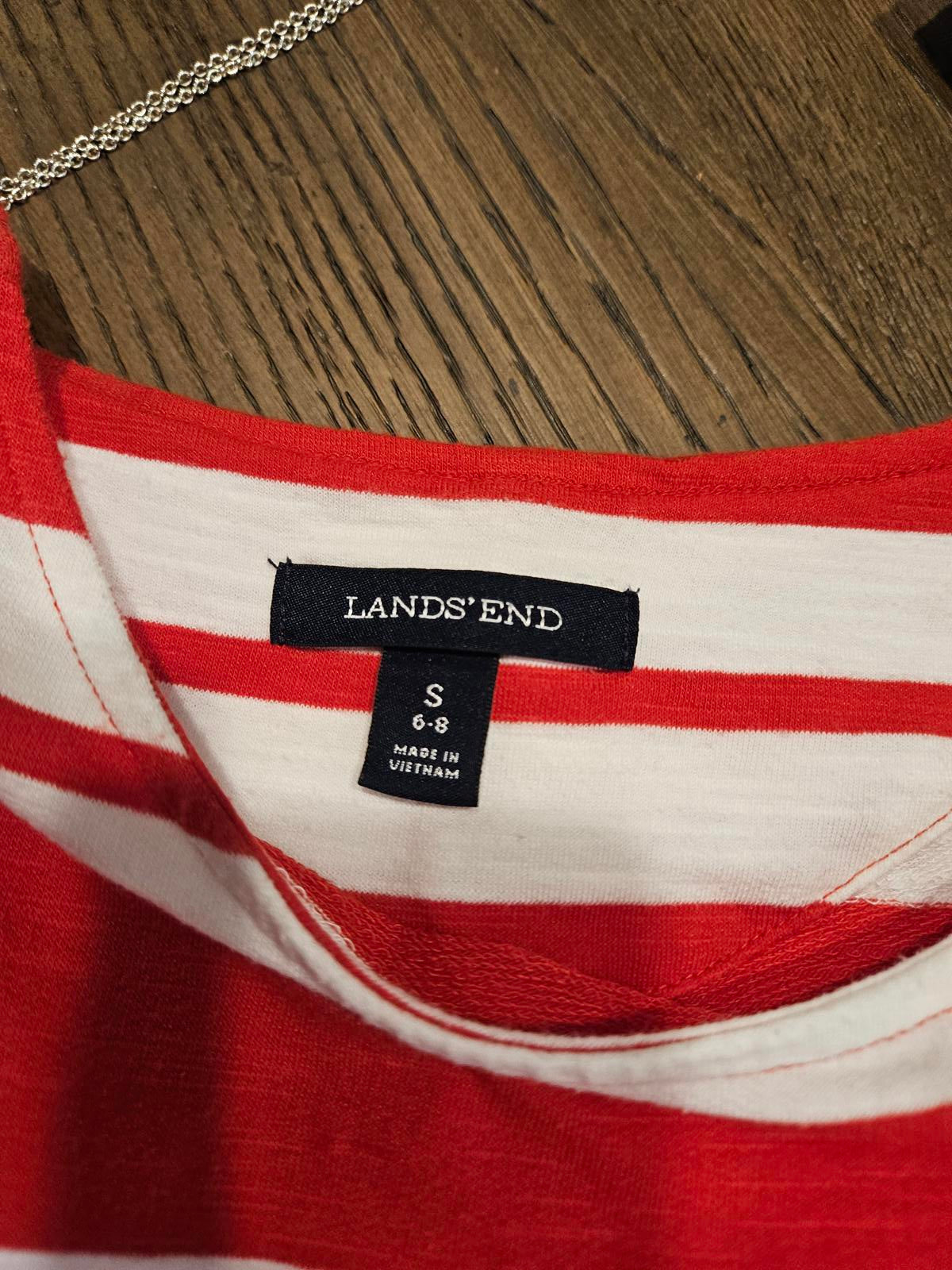 Land's End Casual Striped Summer Dress - Red & White #602