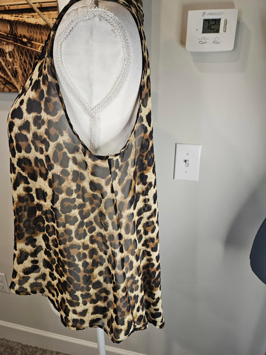 Mauve Leopard Print Sleeveless Top with Chain Detail #643
