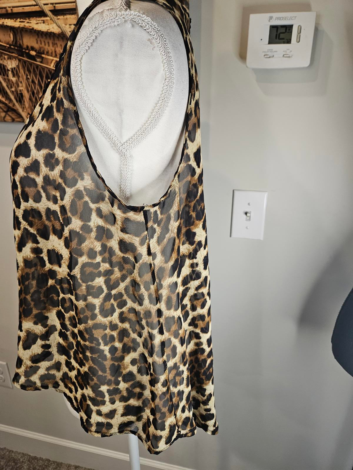 Mauve Leopard Print Sleeveless Top with Chain Detail #643