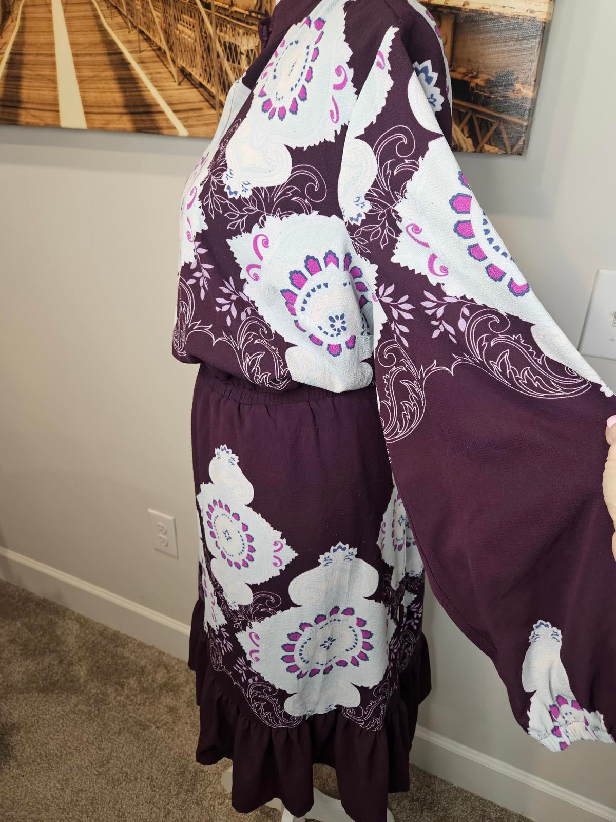 Lane Bryand Girl With Curves Abstract Print Burgandy Dress 705