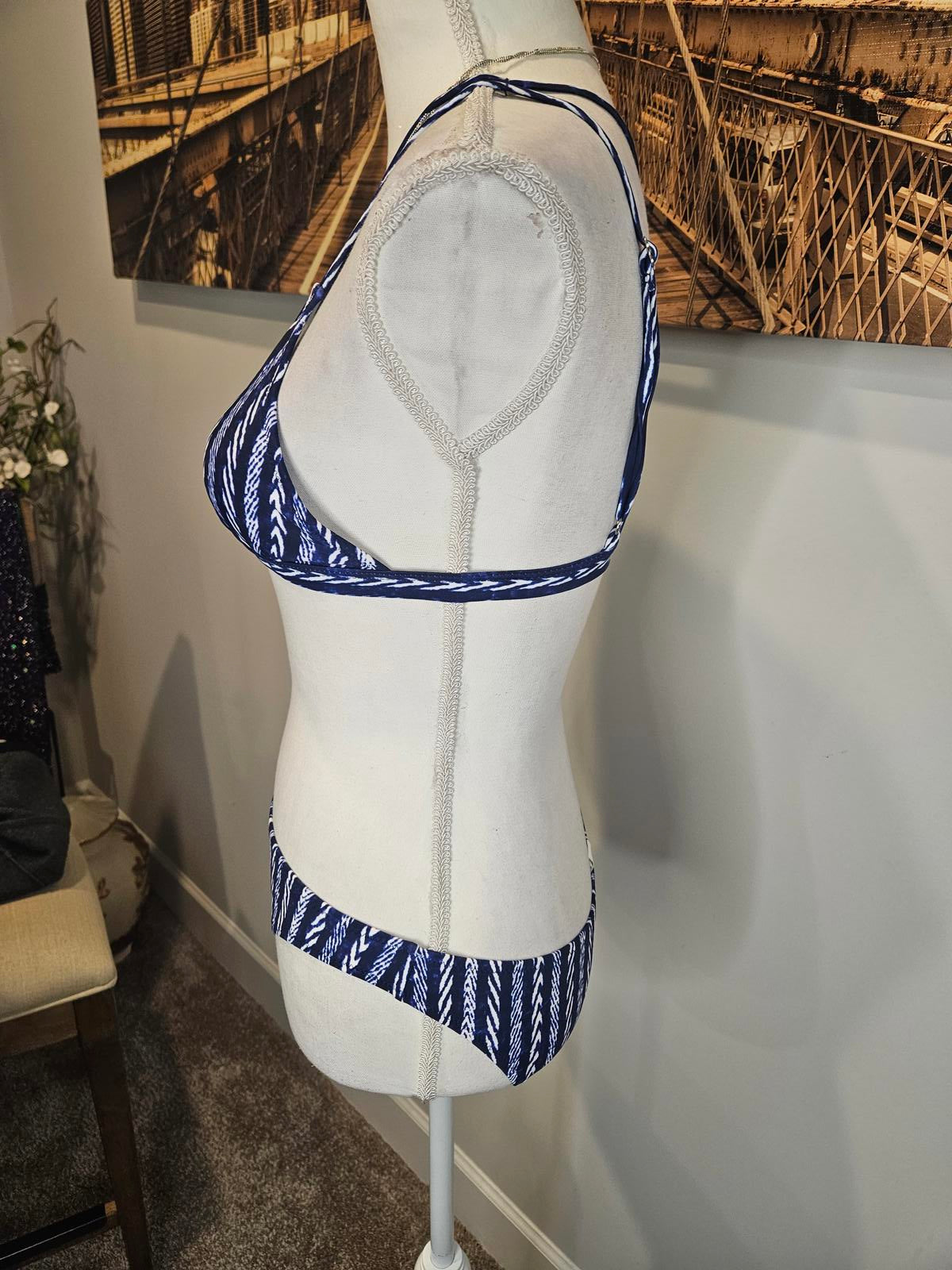 Nwot Cupshe Get Strappy Navy Striped Bikini #230