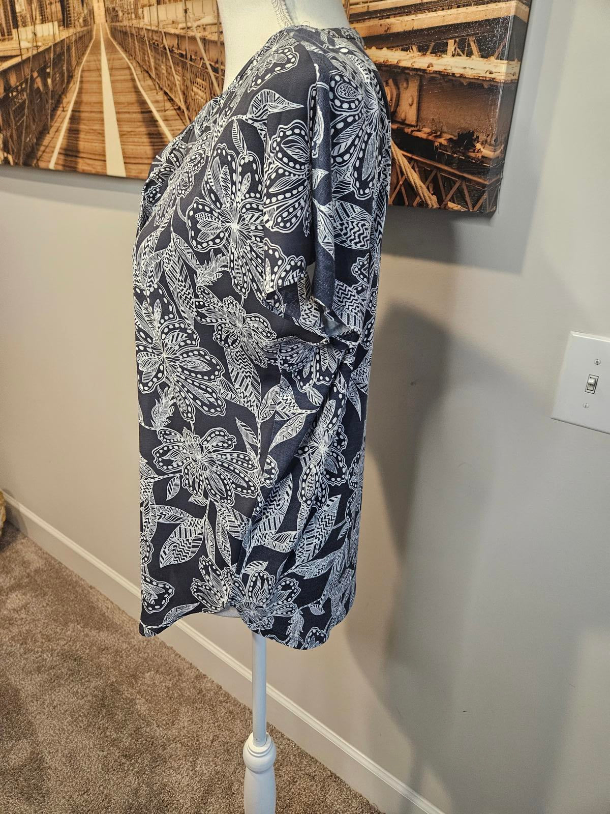 Loft Stylish Cornflower Blue  Floral Print Top #162