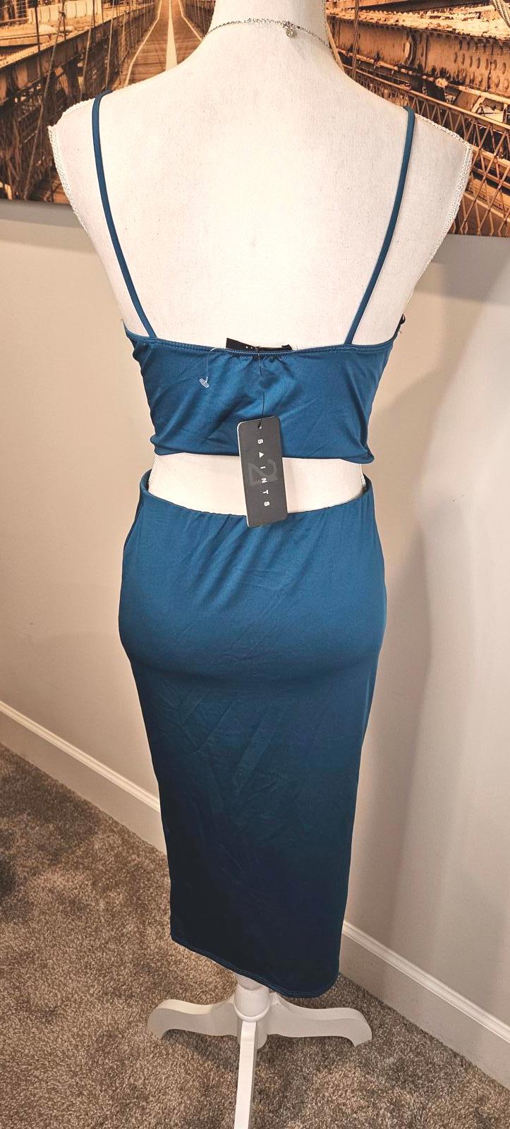 Nwt 21 Saints Aqua Two-Piece Set - Crop Top and Midi Skirt 1050