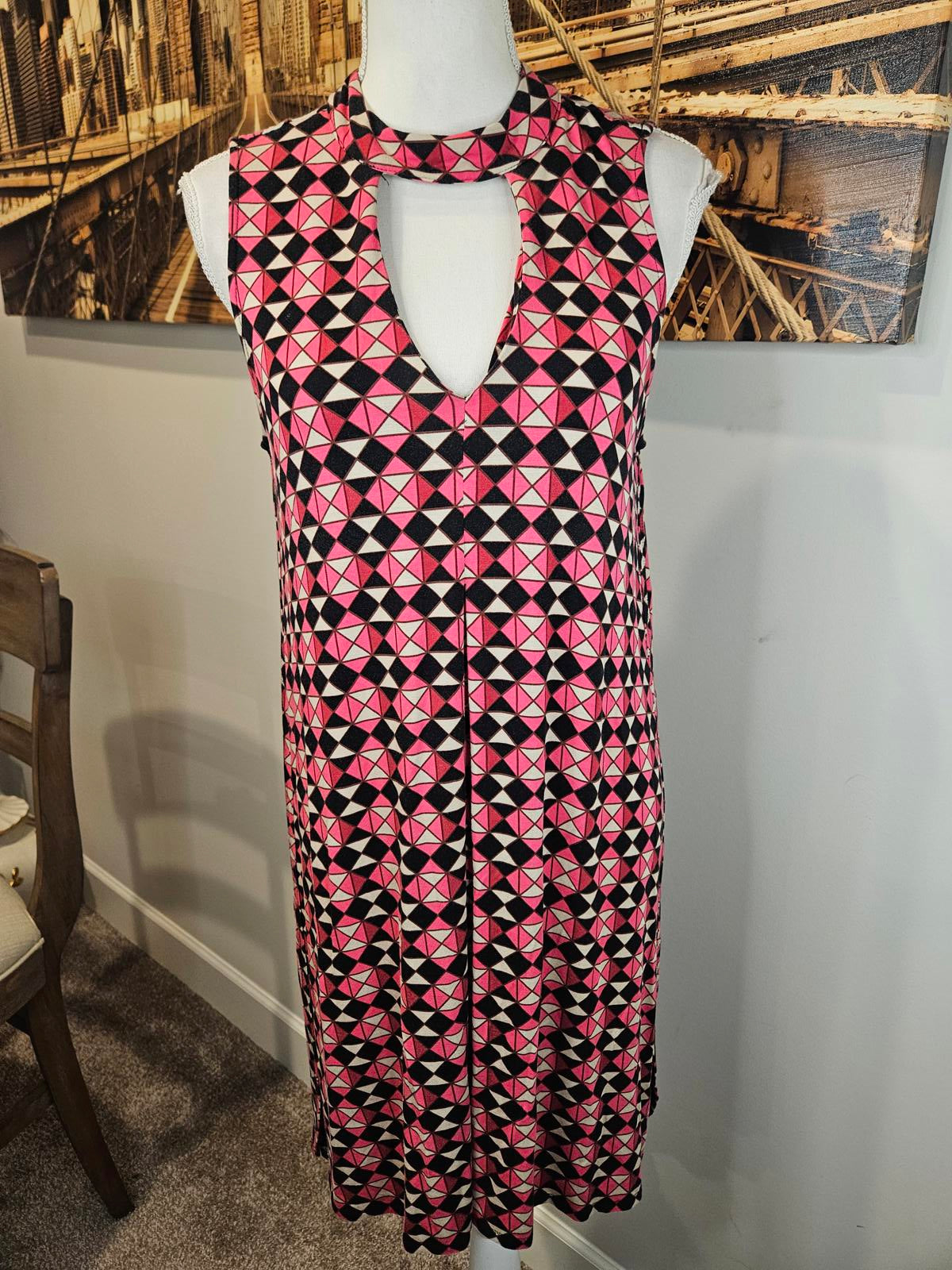 Lord and Taylor's Context Geometric Print Sleeveless Dress #671