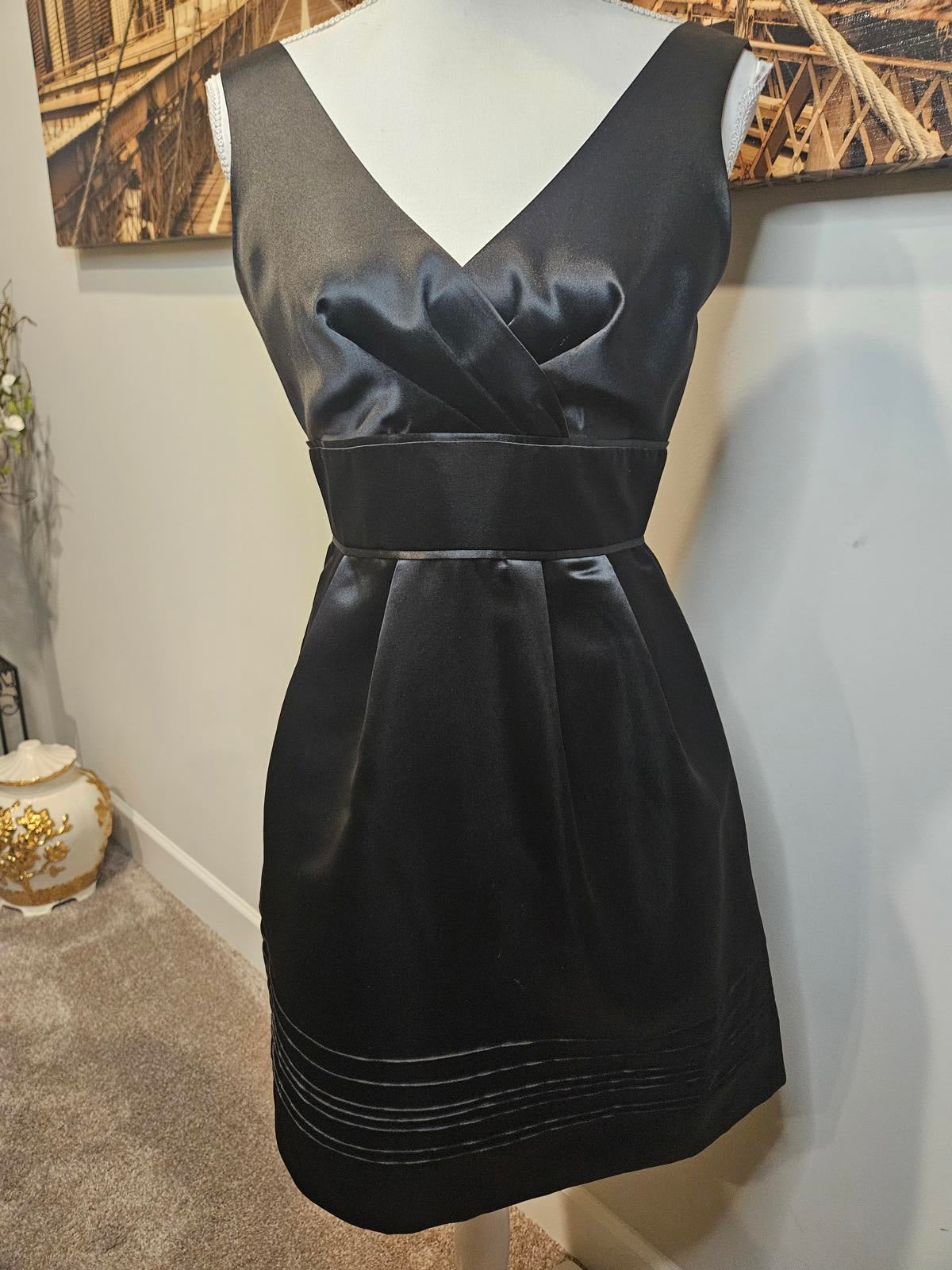 maxandcleo Elegant Black Satin Dress  #H48