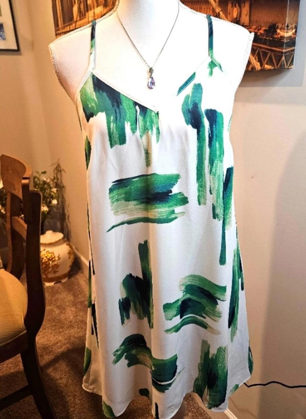 Asher Green Abstract Print Cami Dress - Perfect for Summer-S