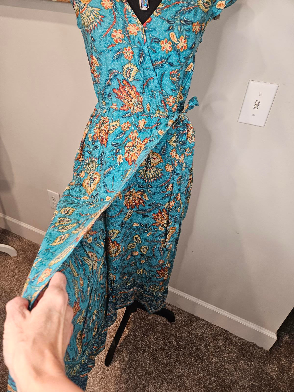 Nwot Band of the Free Vibrant Floral Wrap Maxi Dress #725