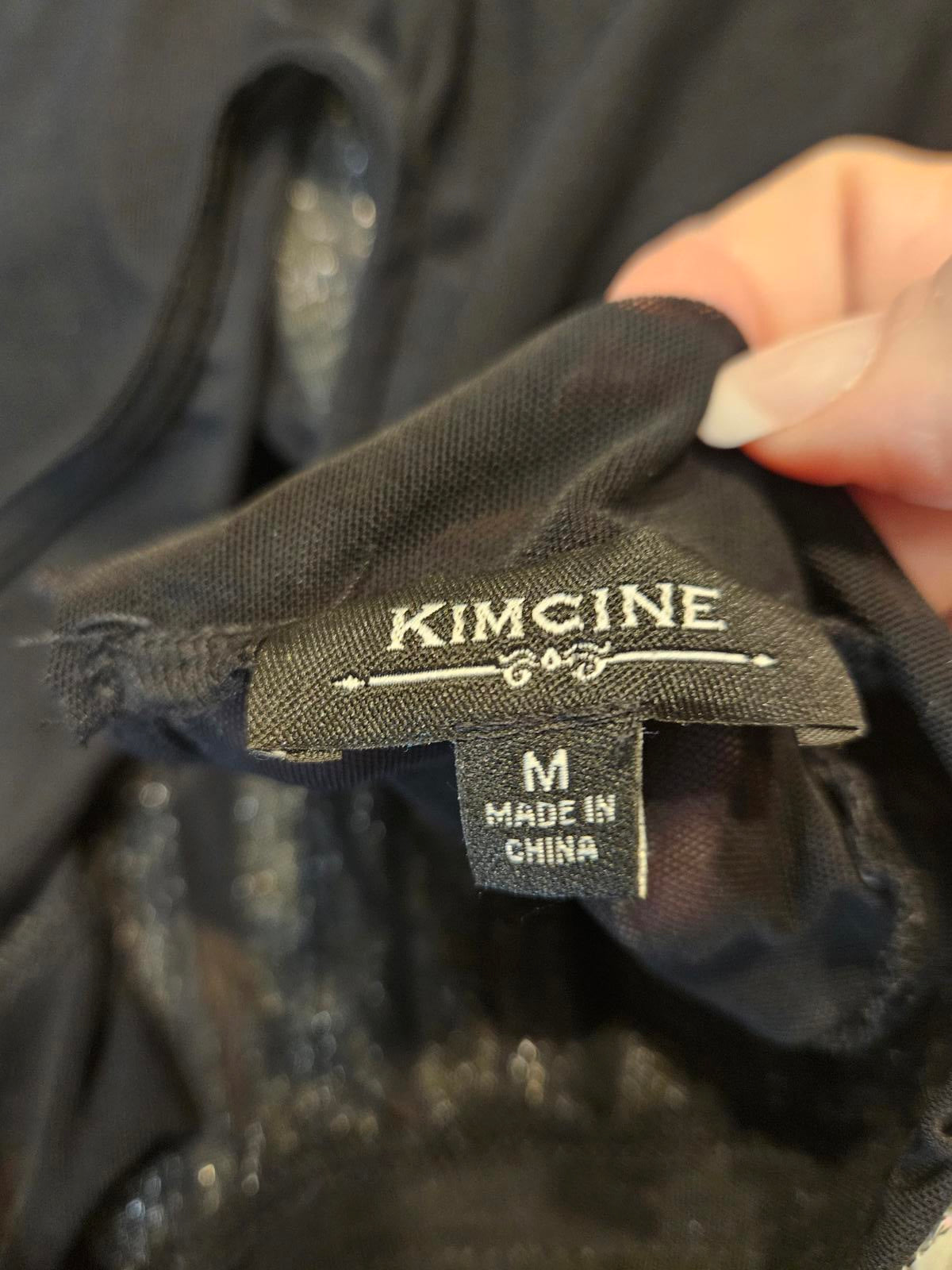 Kimcine Elegant Black Dress with Shimmery Details Size M