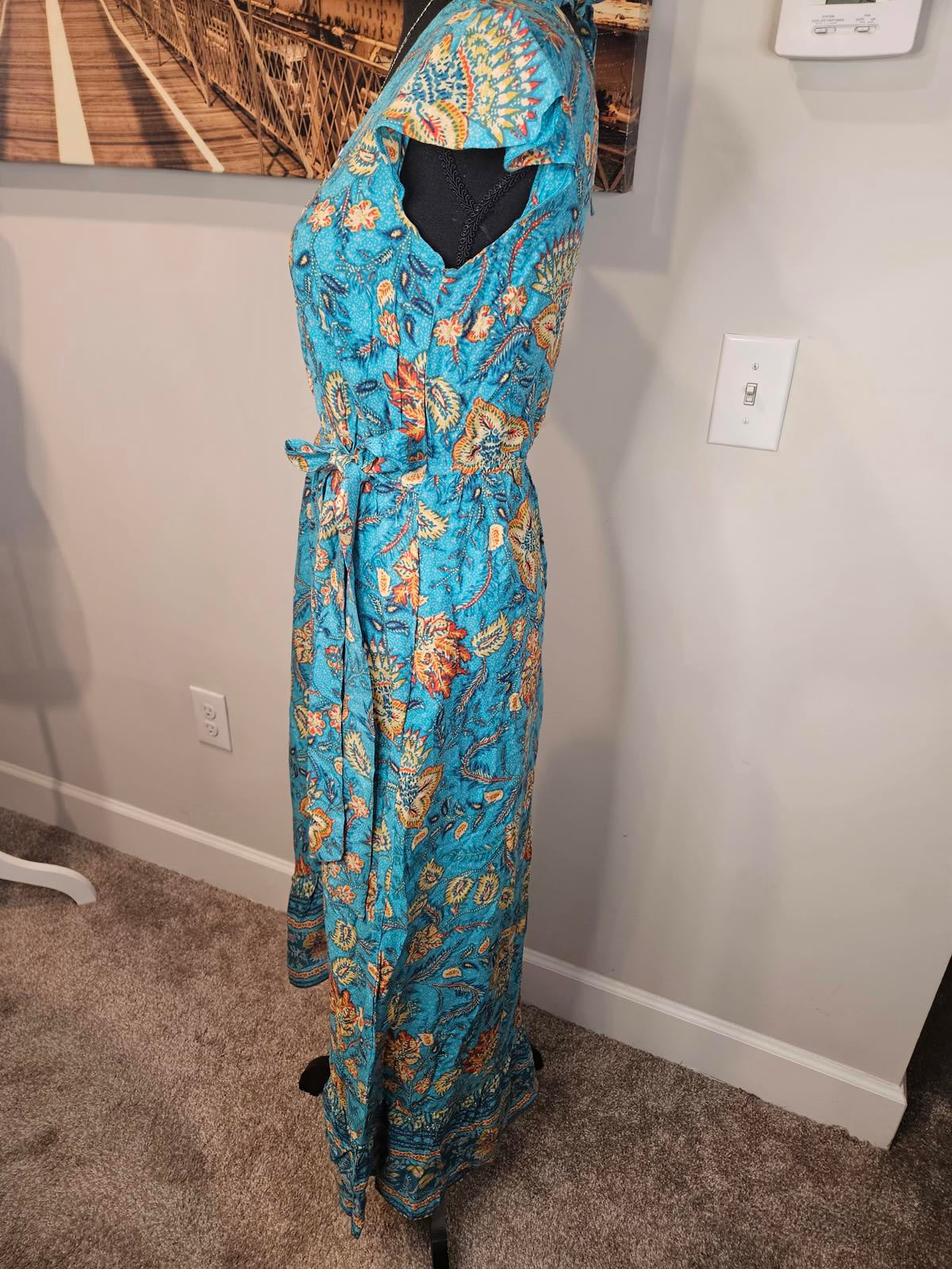 Nwot Band of the Free Vibrant Floral Wrap Maxi Dress #725
