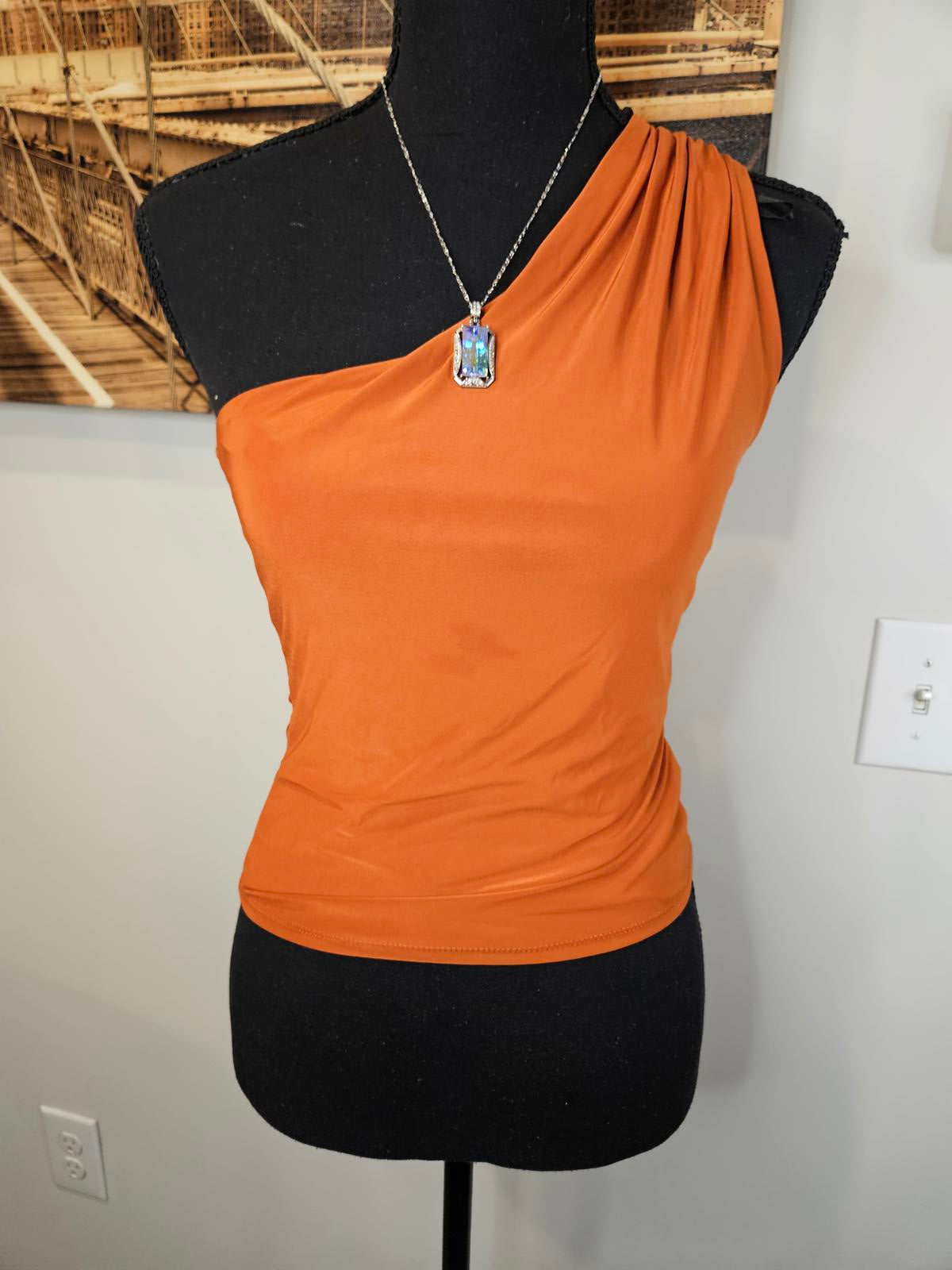 Nwt 21 Saints One-Shoulder Top - Rust Orange 867