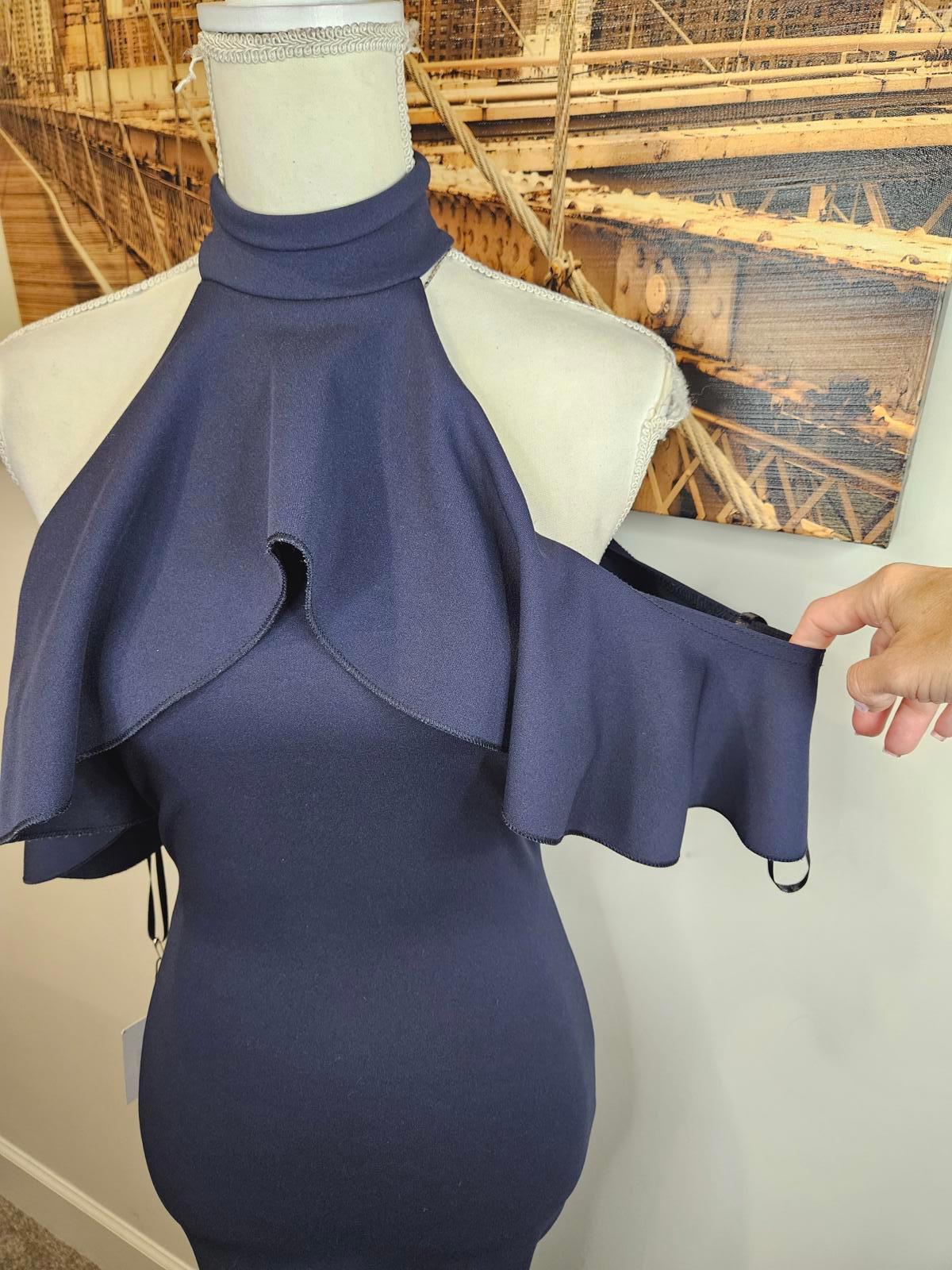 Missguided Navy Blue Cold Shoulder Dress 1165
