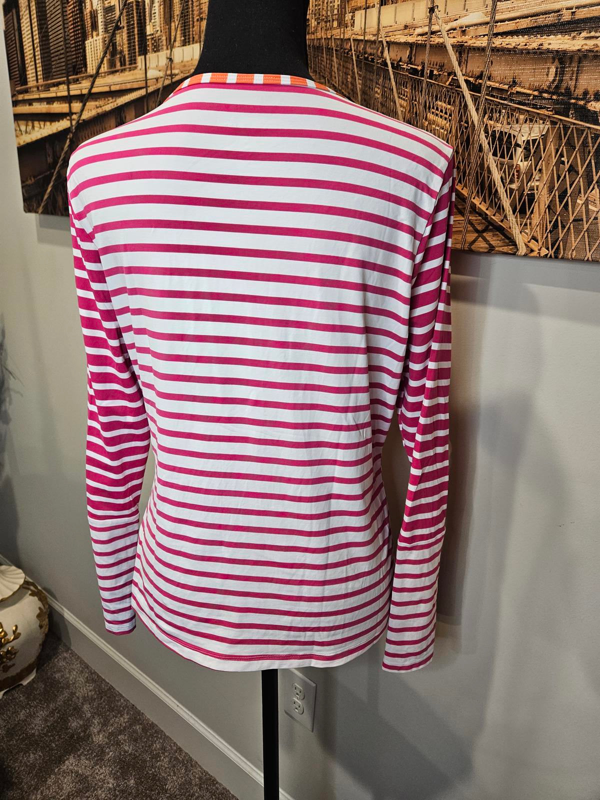 Lands' End Activewear Striped Long Sleeve Shirt Size S 6-8