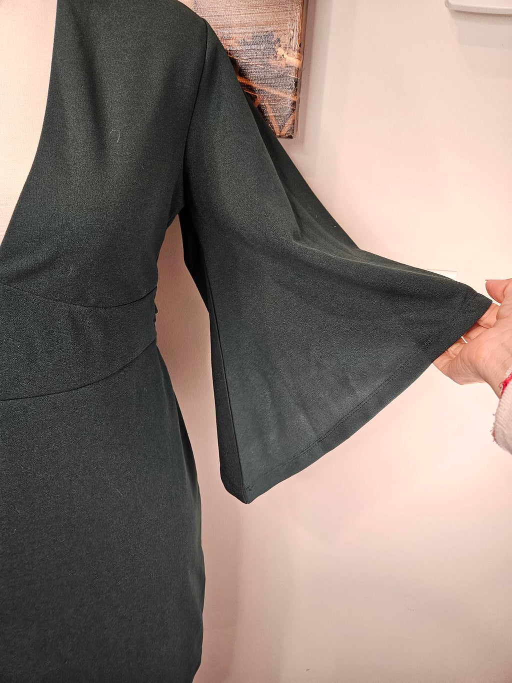 Lulus Forest Green Bell Sleeve Dress 639
