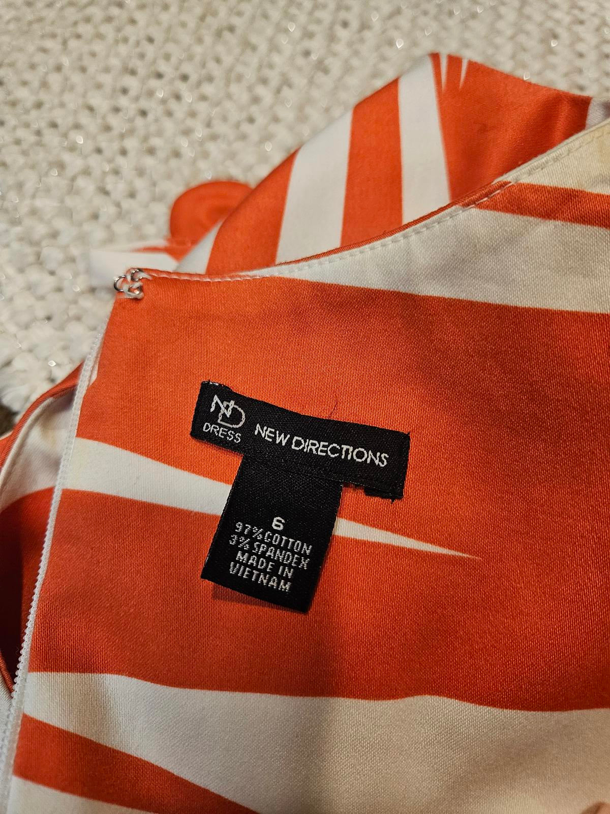 New Directions Orange and White Striped Women's Dress Size 6