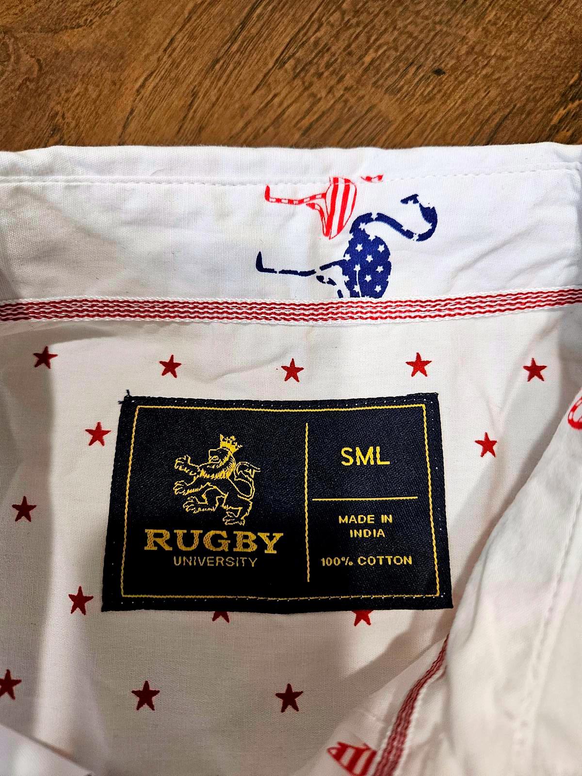 Men's Rugby University Patriotic Flamingo Print Shirt - Size SM 1008