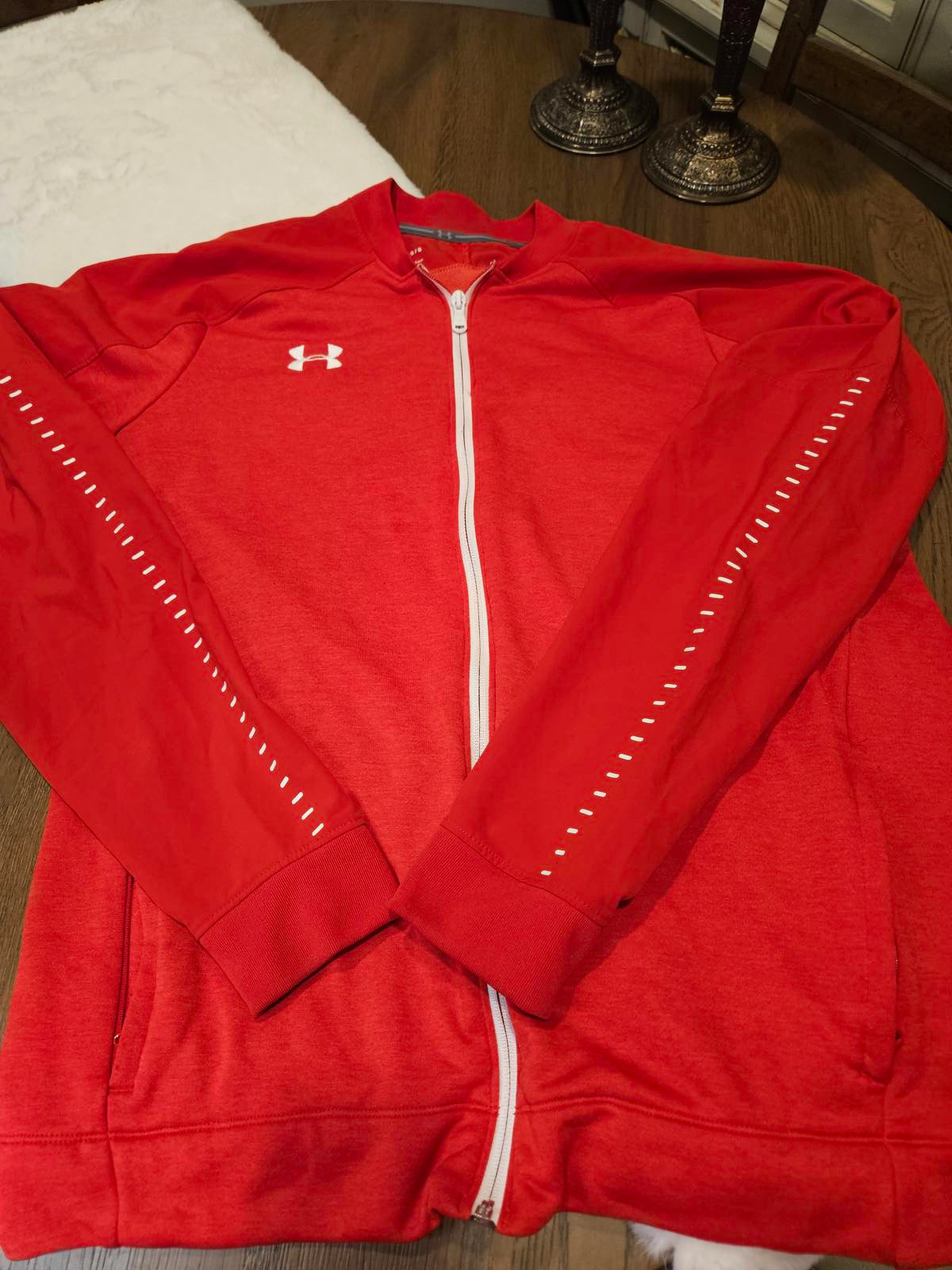 Men's Under Armour Red Zip-Up Hoodie Jacket #626