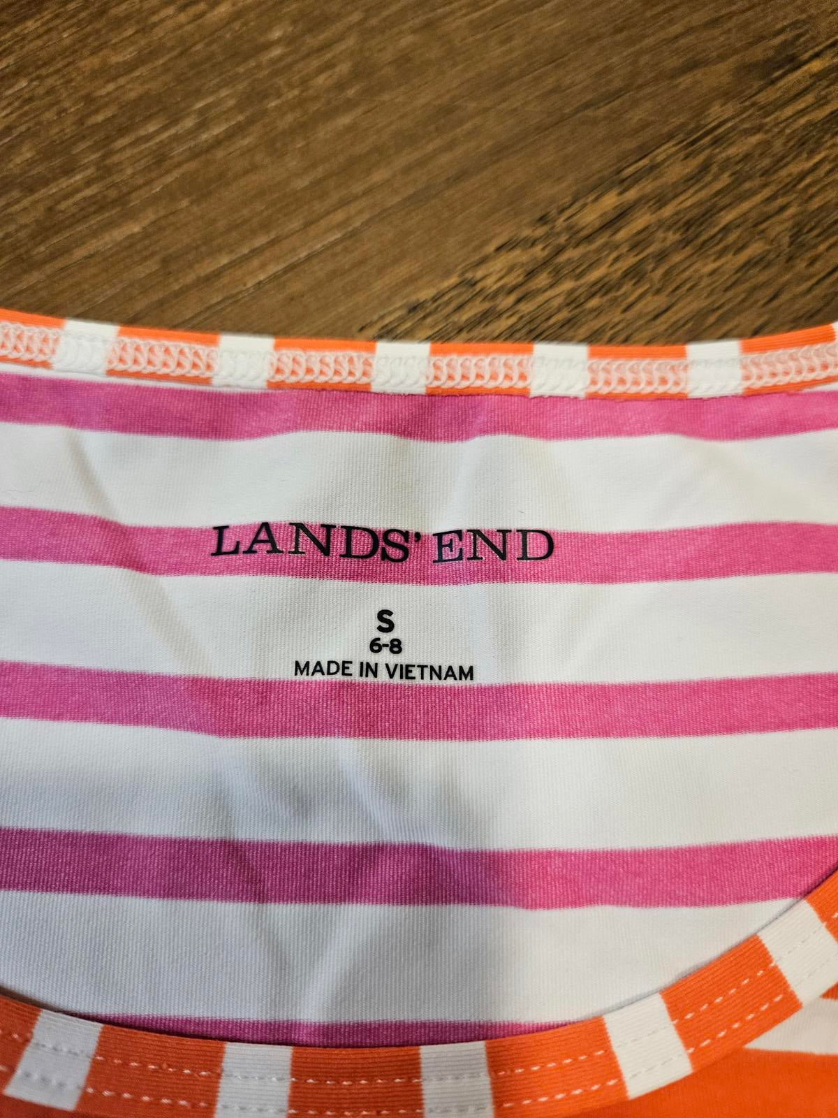 Lands' End Activewear Striped Long Sleeve Shirt Size S 6-8