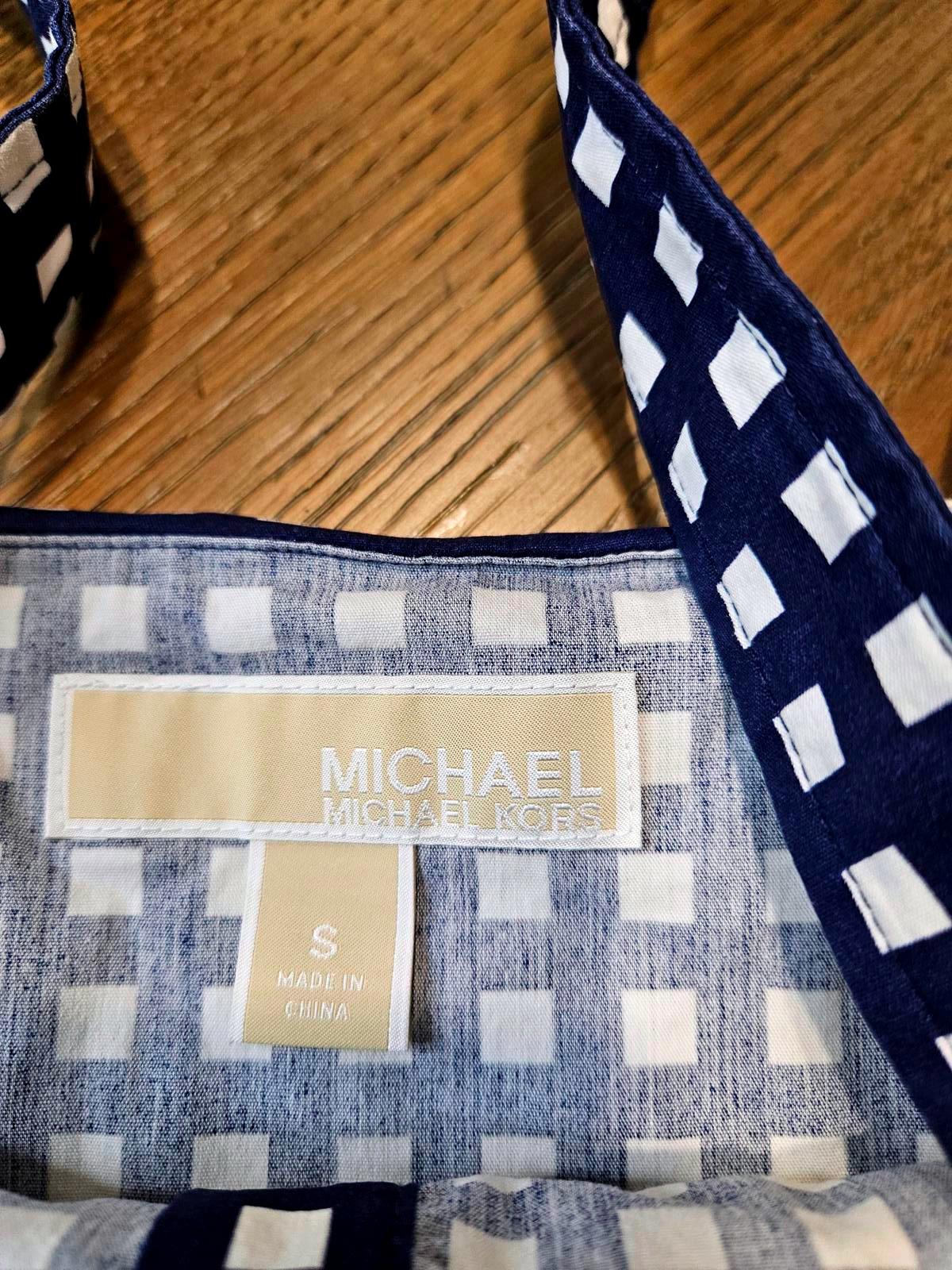 Michael Kors Navy and White Checkered Camisole Top Size S 1230