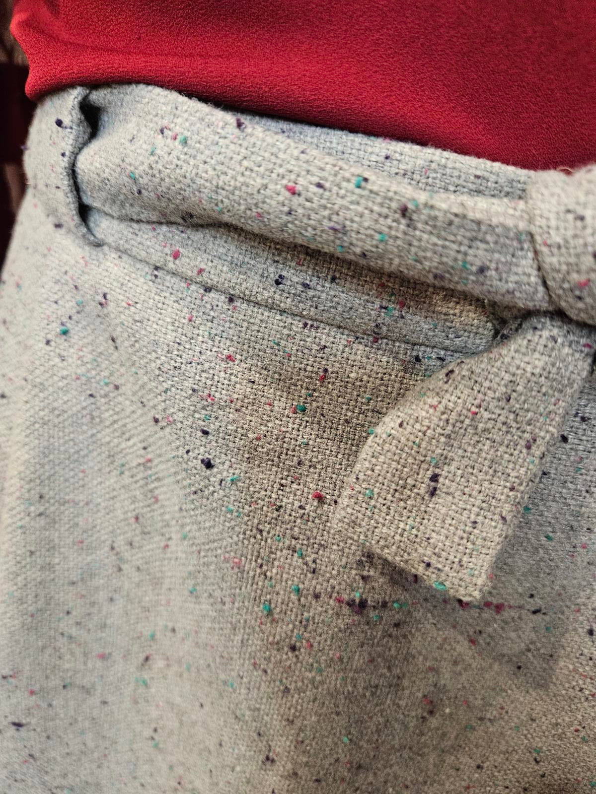 Loft Gray Speckled Skirt with Tie