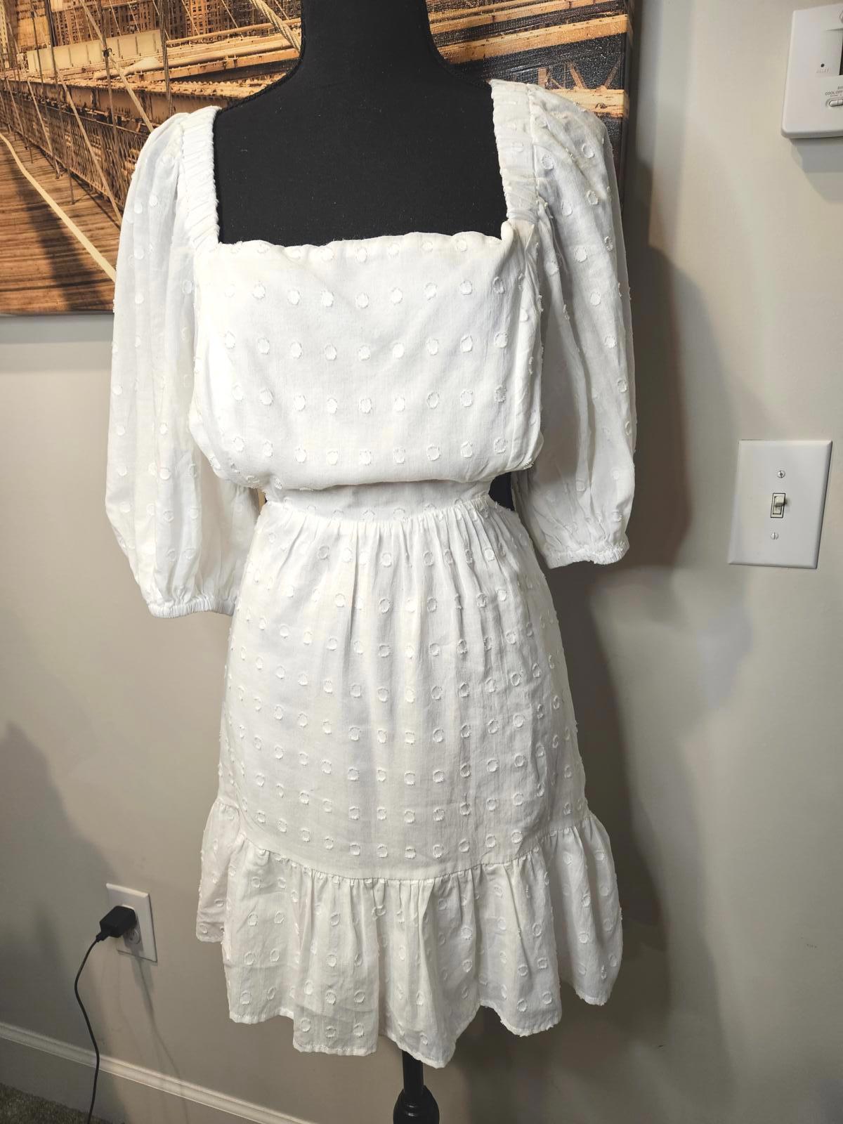 MinkPink White Puff Sleeve Dress #465