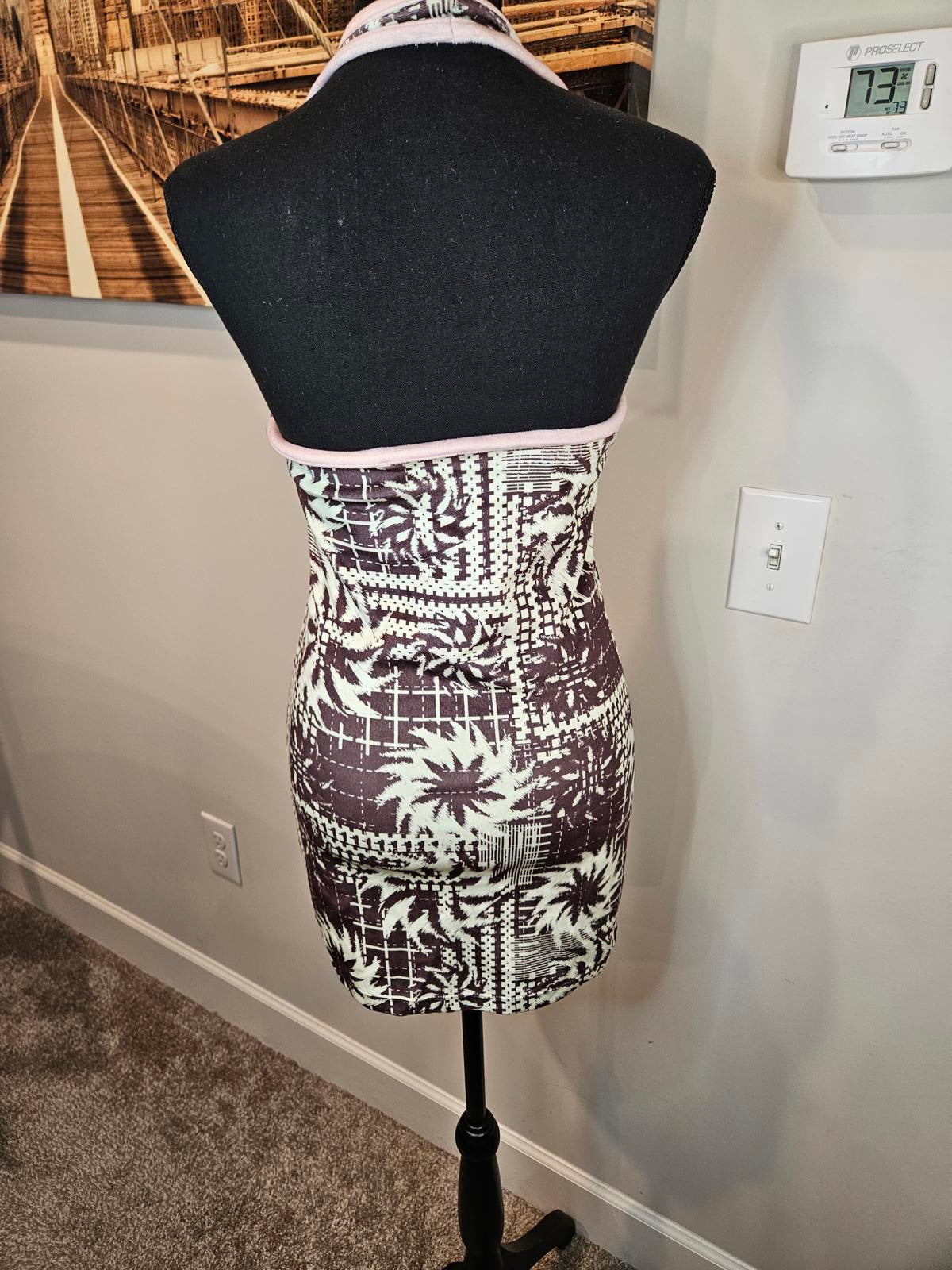 Nwot New Girl Order Halter Neck Mini Dress with Palm Print 780