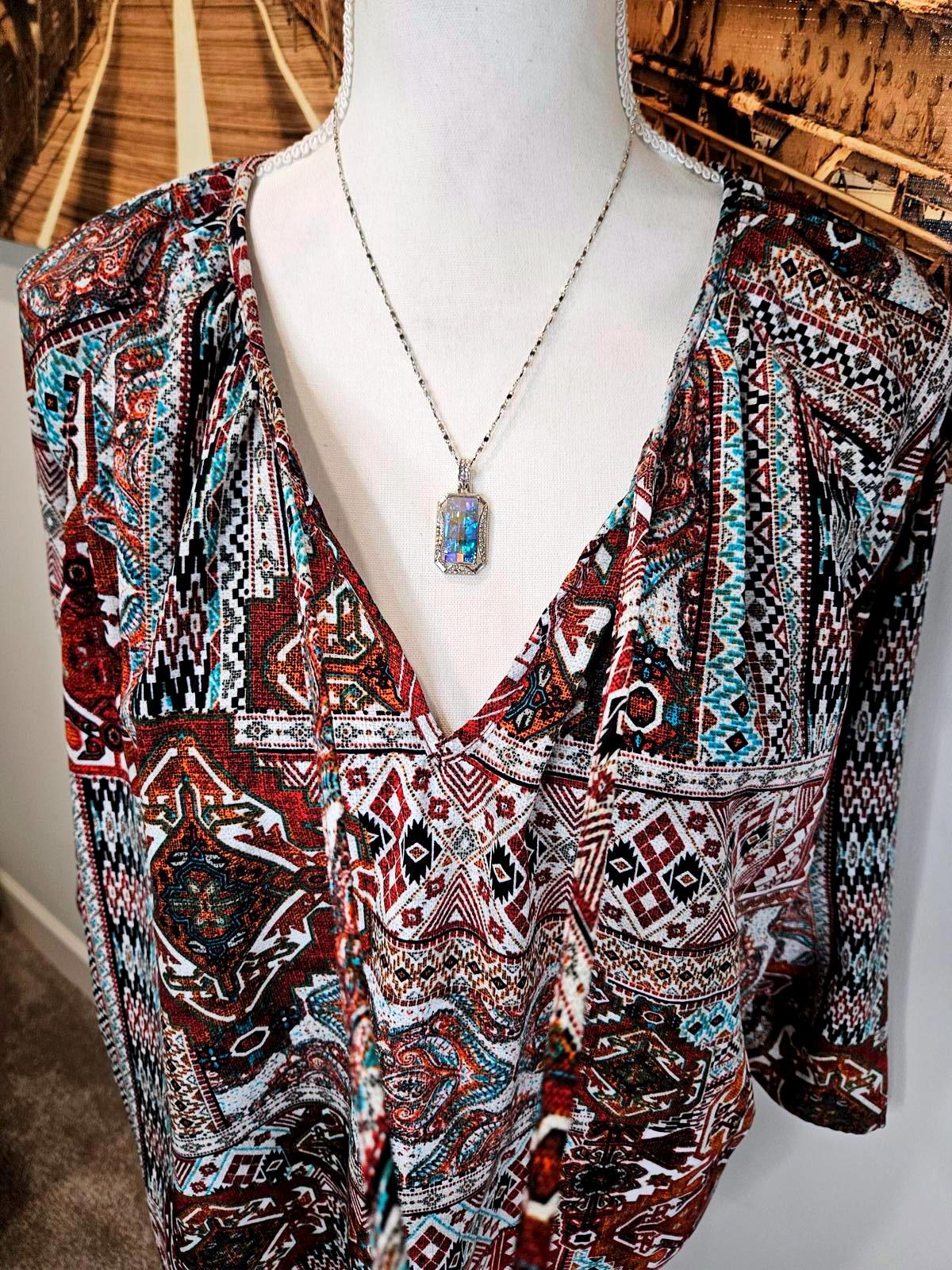Miss Me Overized Bohemian Patterned Blouse - Vintage Style 1072