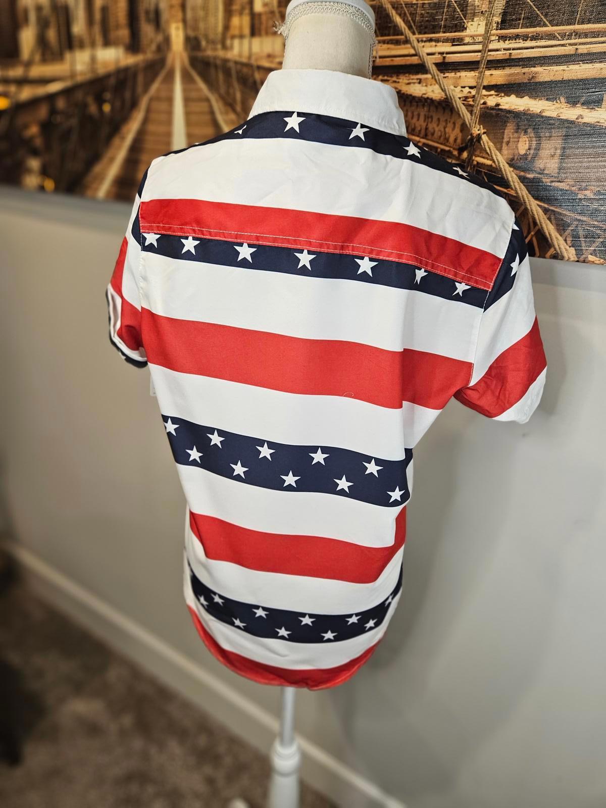 Men's Free Planet Star-Patterned Short Sleeve Shirt - Small 1082