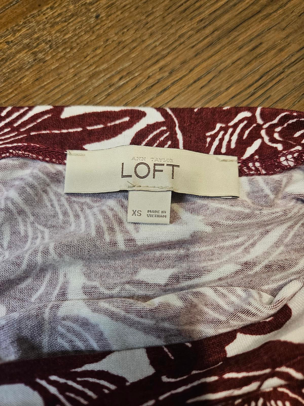 LOFT Burgundy Floral Patterned Maxi Dress Size XS