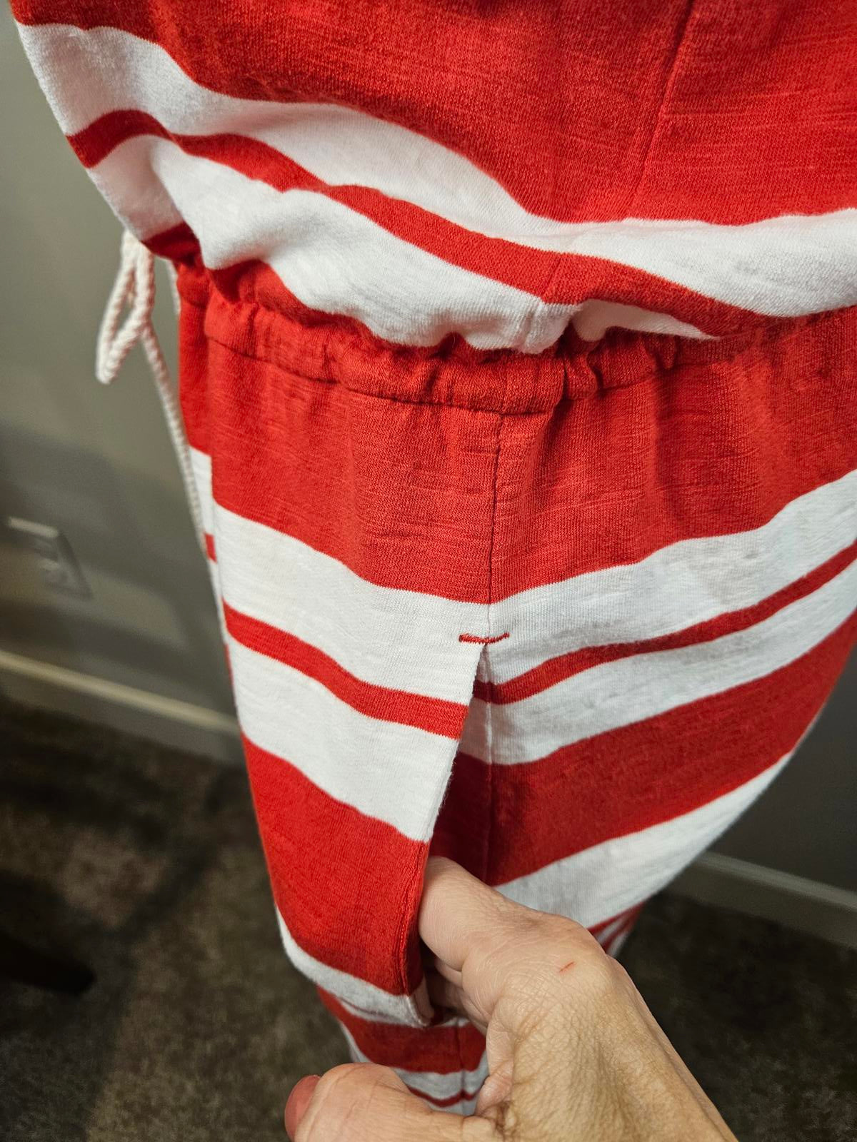 Land's End Casual Striped Summer Dress - Red & White #602