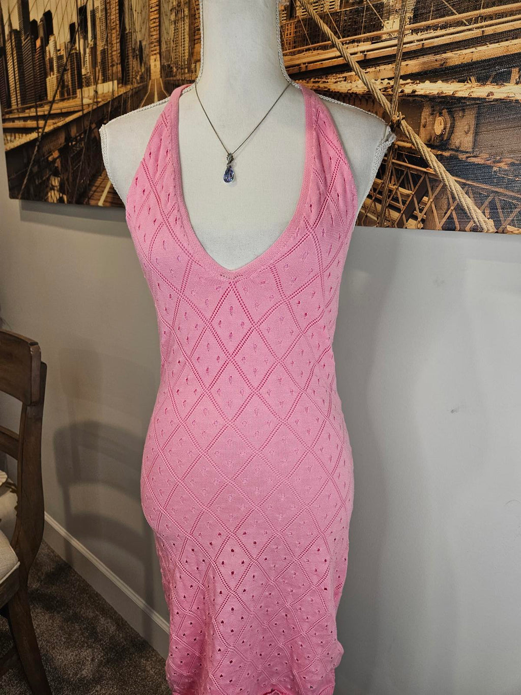 MinkPink Halter Dress with Diamond Pattern #669
