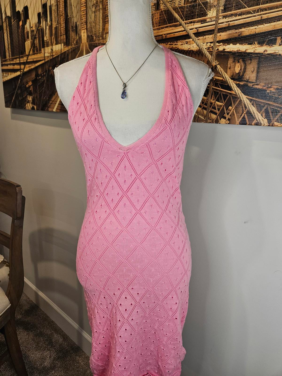 MinkPink Halter Dress with Diamond Pattern #669