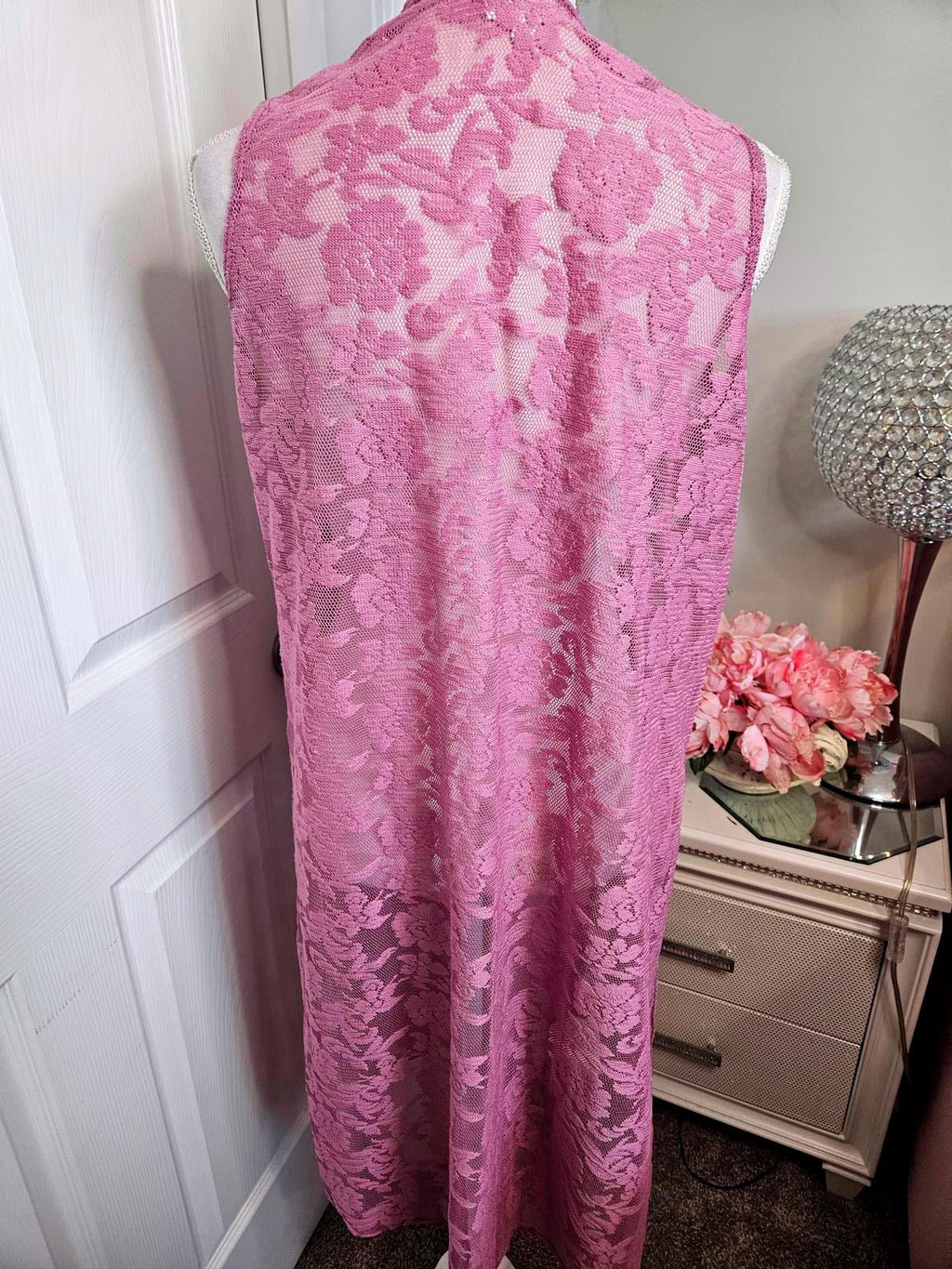 Lularoe Beautiful Pink Lavender Lace Duster Vest #491