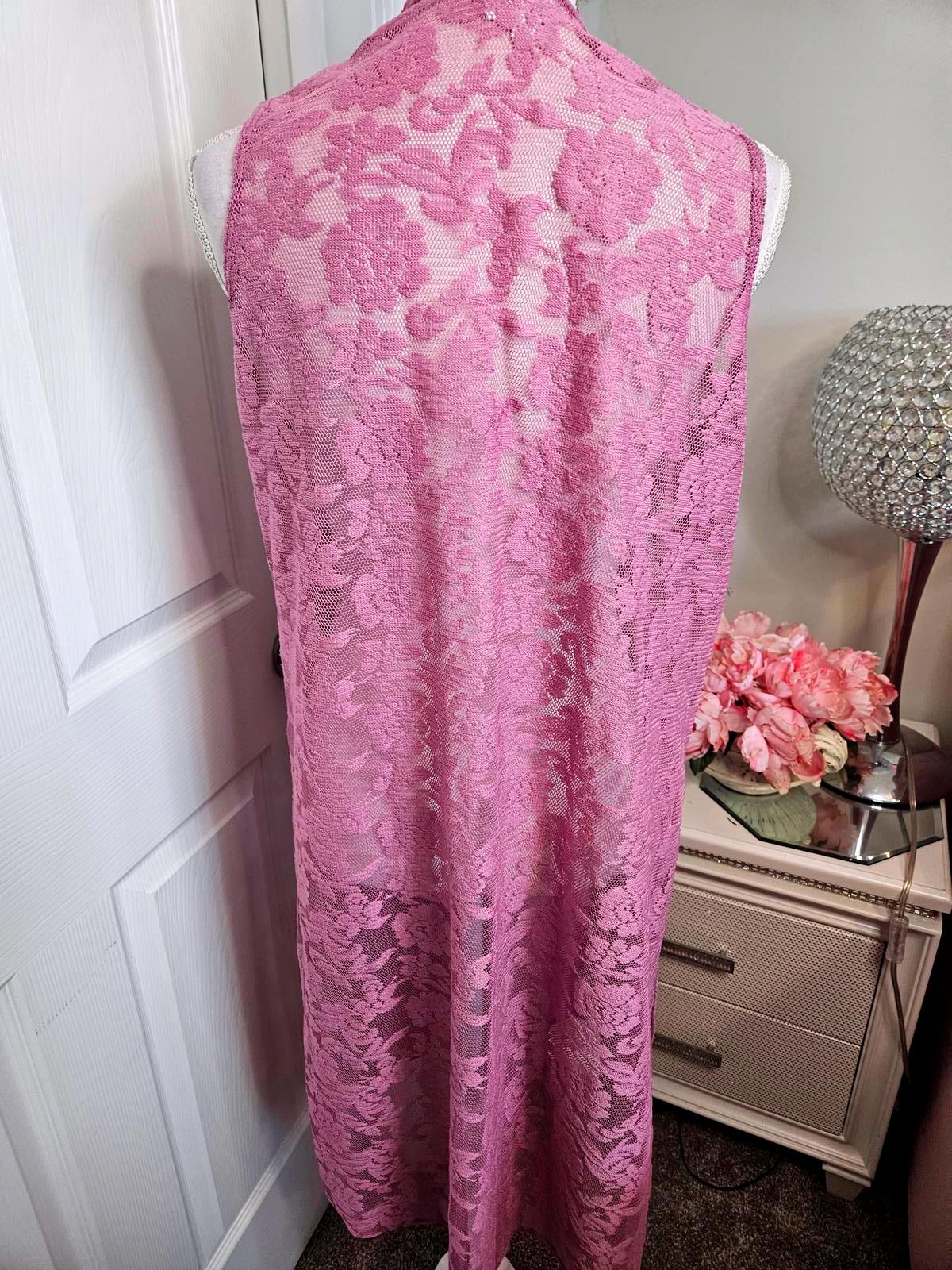 Lularoe Beautiful Pink Lavender Lace Duster Vest #491