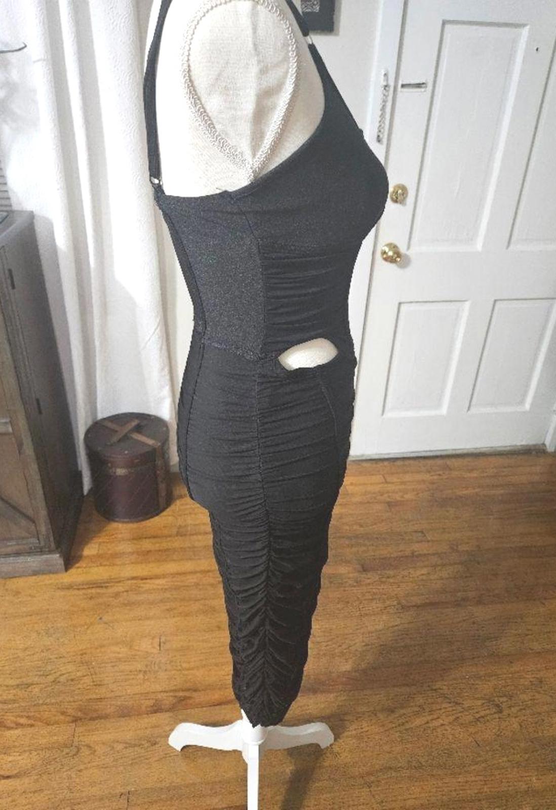 Nwot Love Highlight Black Ruched Midi Dress with Corset H29