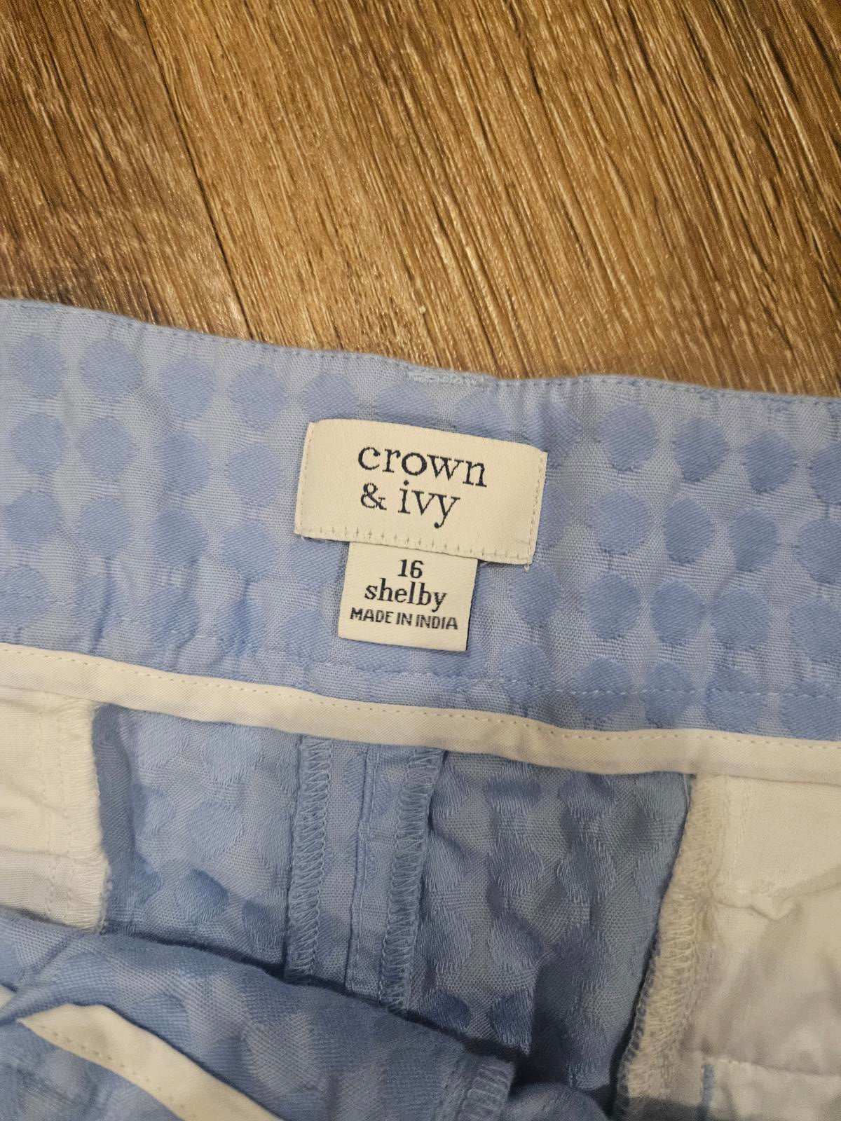 Nwot Crown & Ivy Light Blue Scalloped Hem Shorts Size 16 413