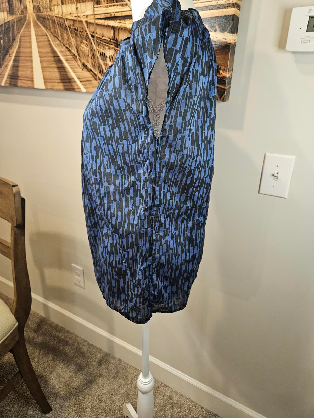 Michael Kors Lightweight Blue and Black Printed Top #604