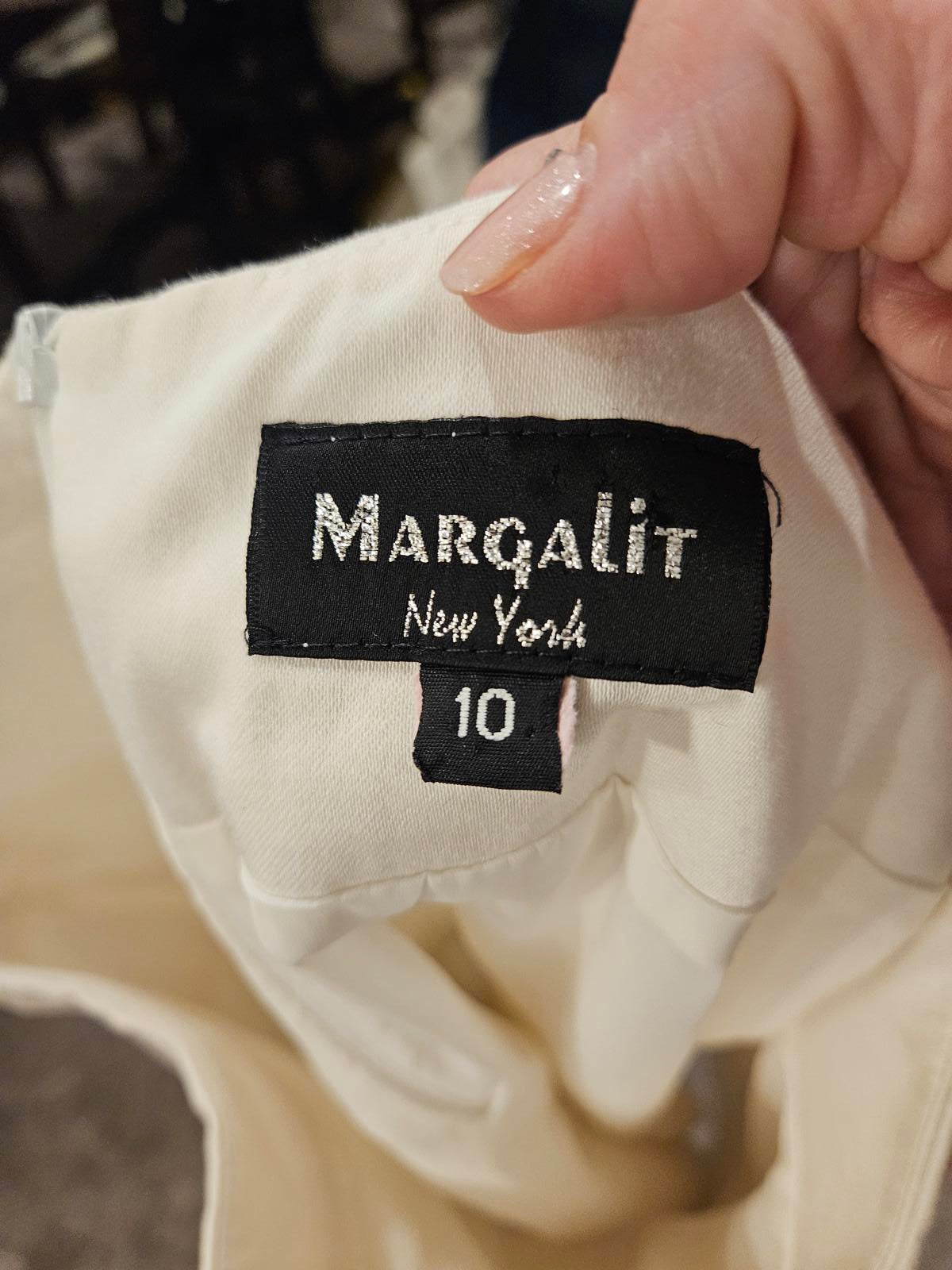 Margalit NY White Skirt Size 10 with Pink Ribbon Detail skirt basket