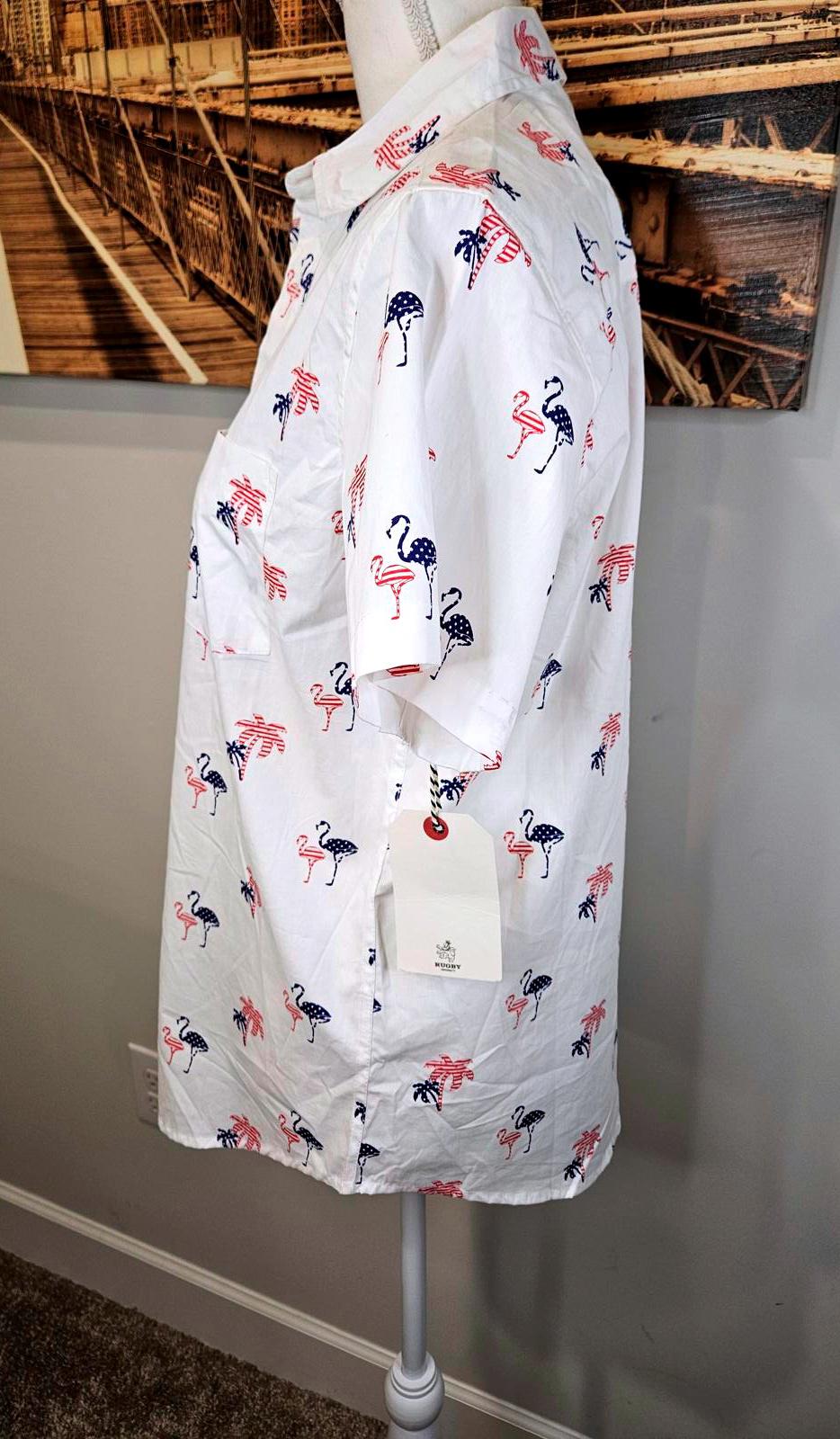 Men's Rugby University Patriotic Flamingo Print Shirt - Size SM 1008