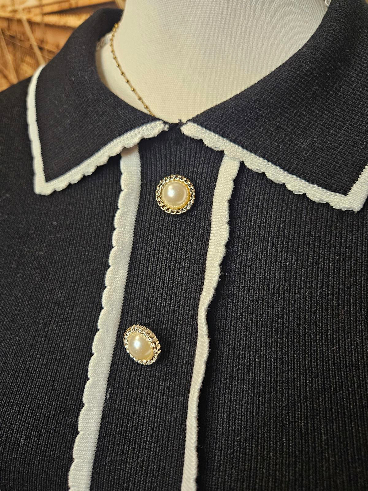 Nanette Lapore Knit Dress with Pearl Buttons & Collared Neckline H5