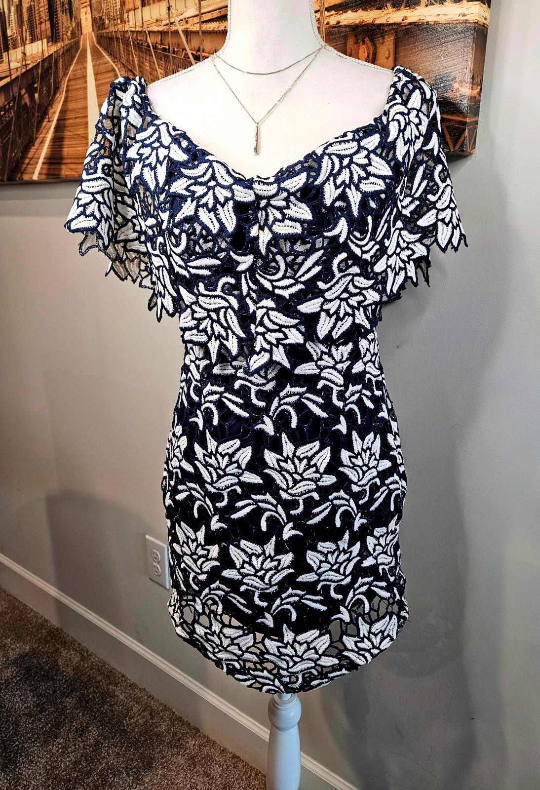 Luxxel Elegant Off-Shoulder Floral Lace Dress