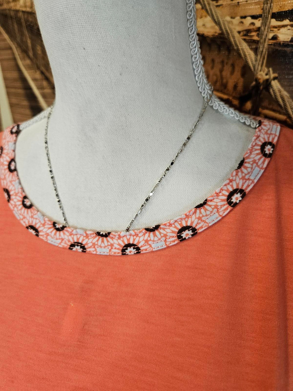 Land's End Coral Long Sleeve Top with Decorative Collar 1040