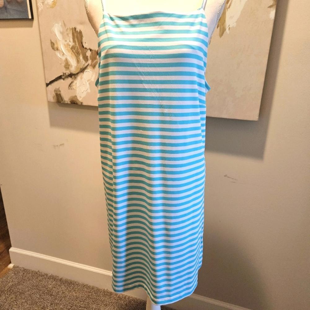 Melly M Striped Sleeveless Aqua Tank Dress #204