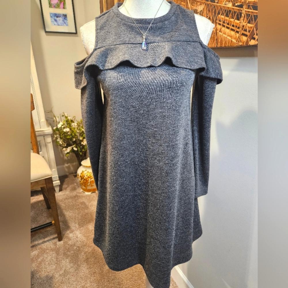 Loft Gray Cold Shoulder Sweater dress #237