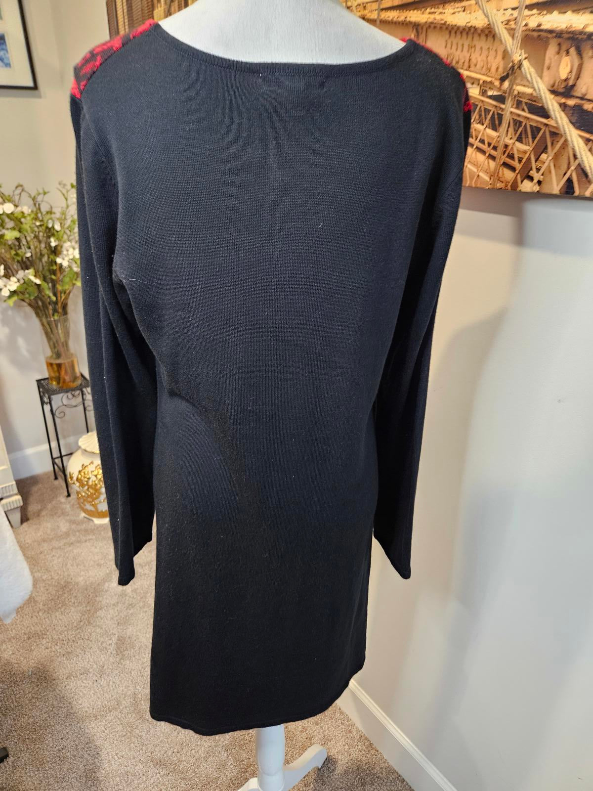 London Times Red & Black Long Sleeve Sweater Dress #352