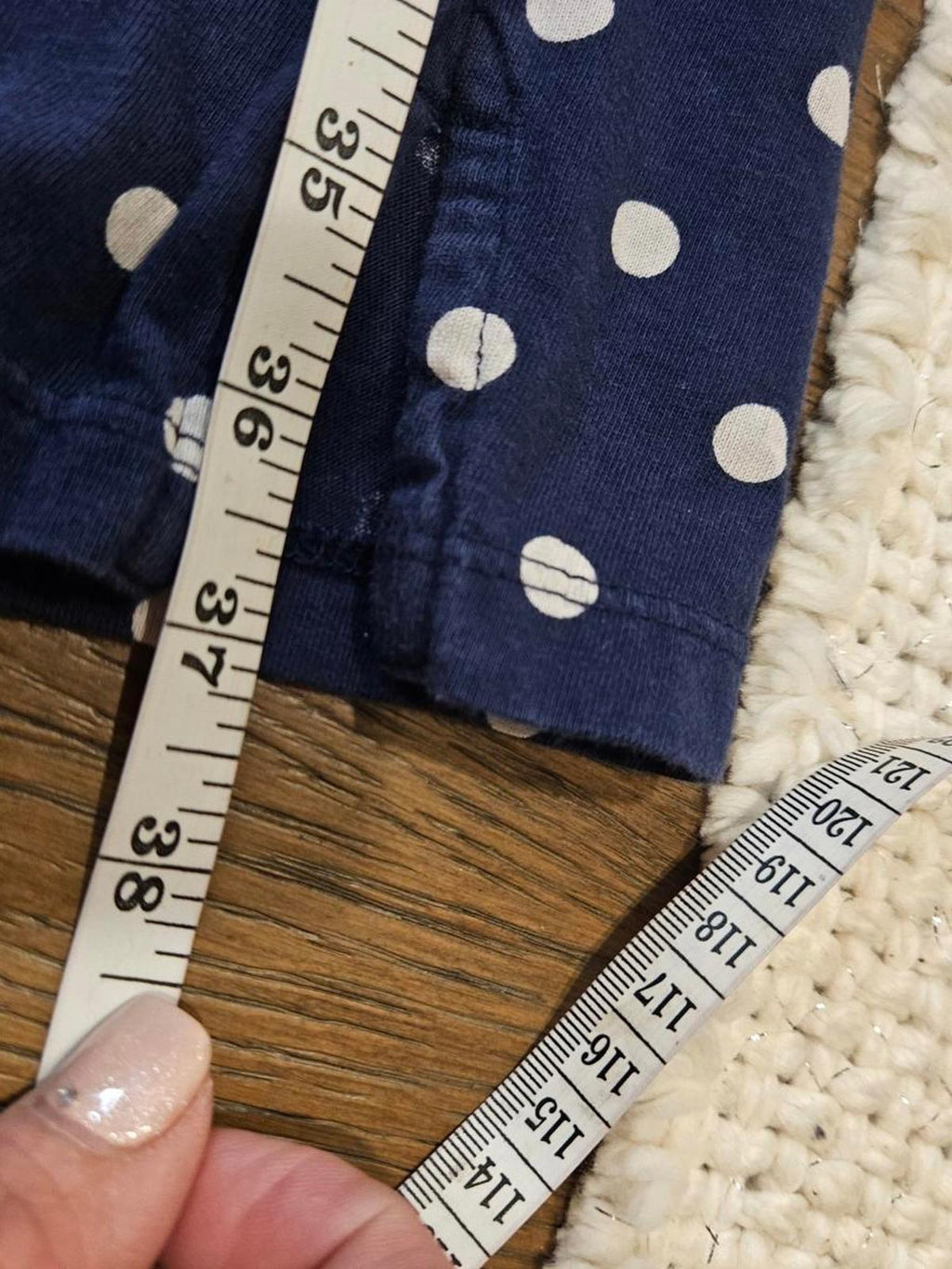 Lands' End Navy Blue Polka Dot Cotton Dress S 6/8