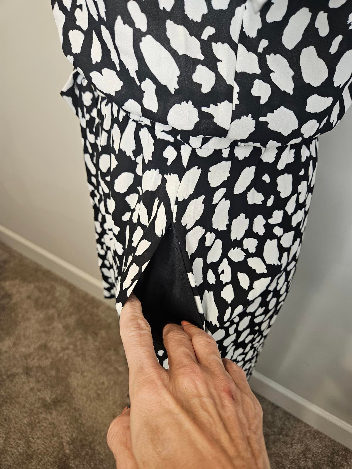 Nwot Sienna Sky Black and White Patterned Midi Dress #746