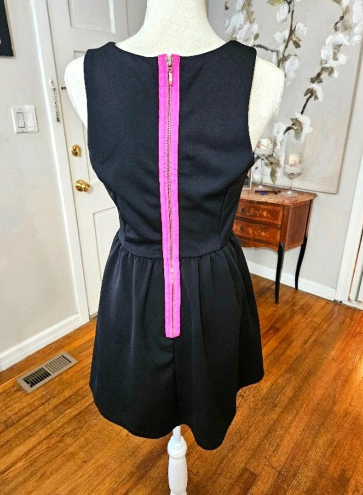 L'Amour Black and Pink Flared Mini Dress #H24